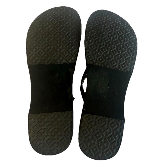 TORY BURCH Wedge Platform Gold Logo Flip Flops Black Women Sandals Size US 9? - Picture 9 of 13